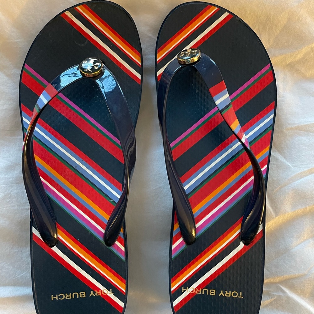 Tory Burch Printed Cut Out Wedge Flip Flop